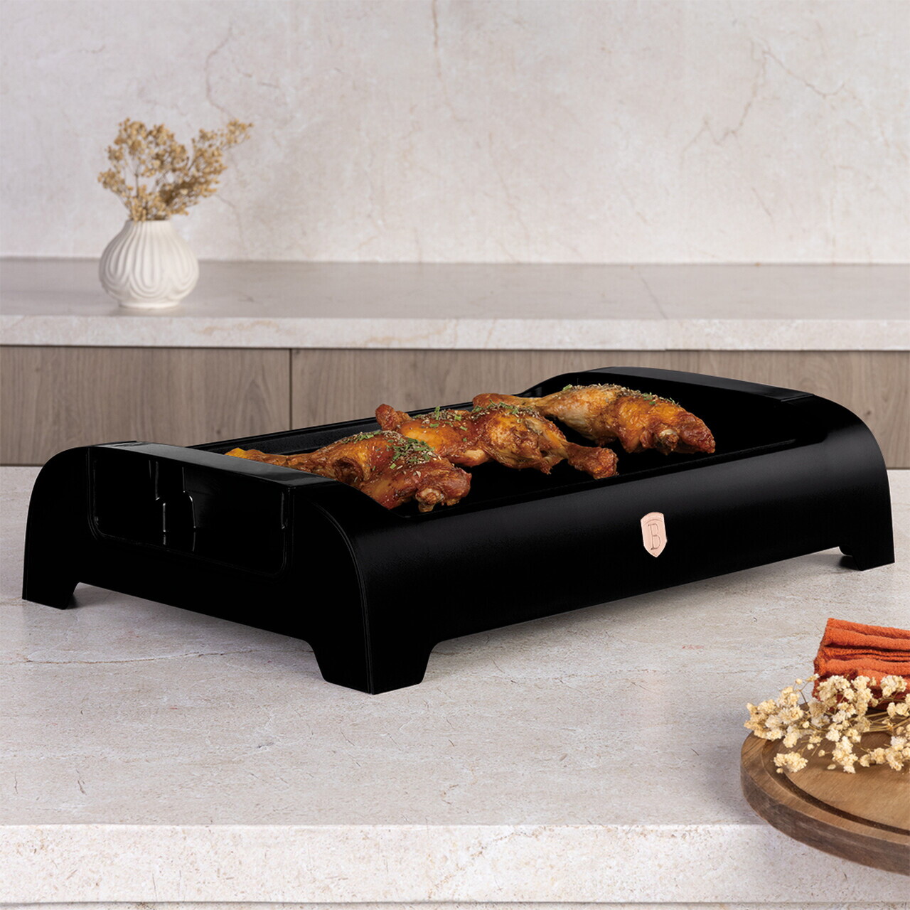 Gratar electric de masa Berlinger Haus, Black Rose, 1500W, 37x24 cm, aluminiu turnat, negru - imagine 7